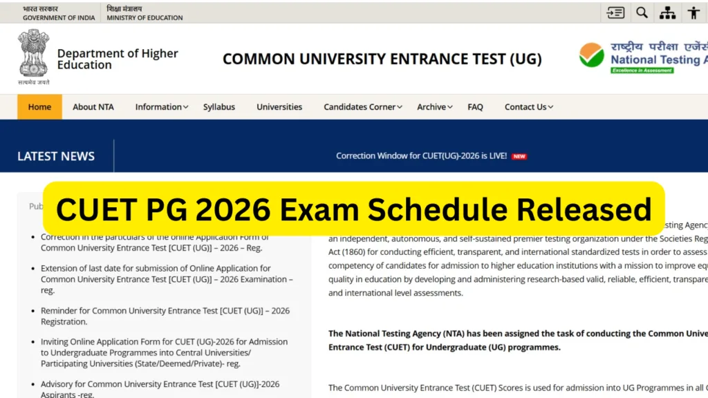 CUET PG 2026 Exam Schedule Released