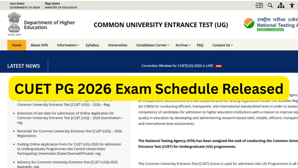 CUET PG 2026 Exam Schedule Released