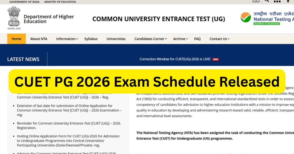 CUET PG 2026 Exam Schedule Released