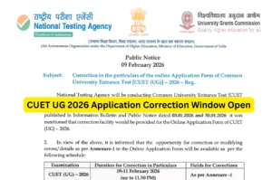 CUET UG 2026 Application Correction Window Open - Edit Form Details Now at cuet.nta.nic.in in Education category