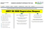 CUET UG 2026 Registration Reopens