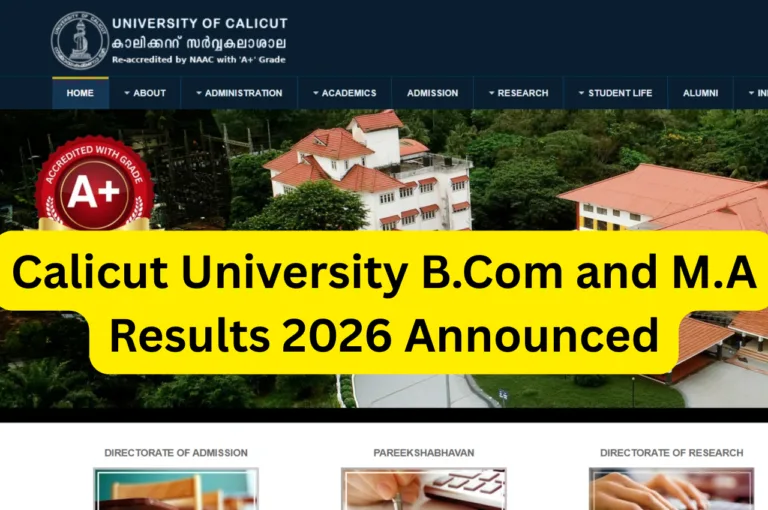 Calicut University B.Com and M.A Results 2026 Announced