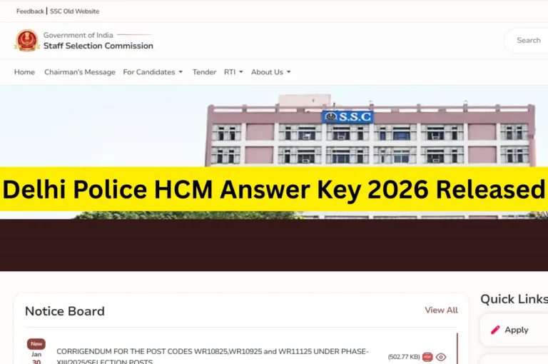 Delhi Police HCM Answer Key 2026 Released