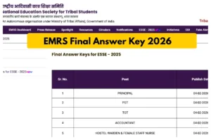 EMRS Final Answer Key 2026 Released - Download ESSE Post-Wise PDF Link at nests.tribal.gov.in in Education category