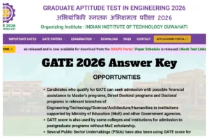 GATE 2026 Answer Key - Provisional Key Announced Soon at gate2026.iitg.ac.in in Education category