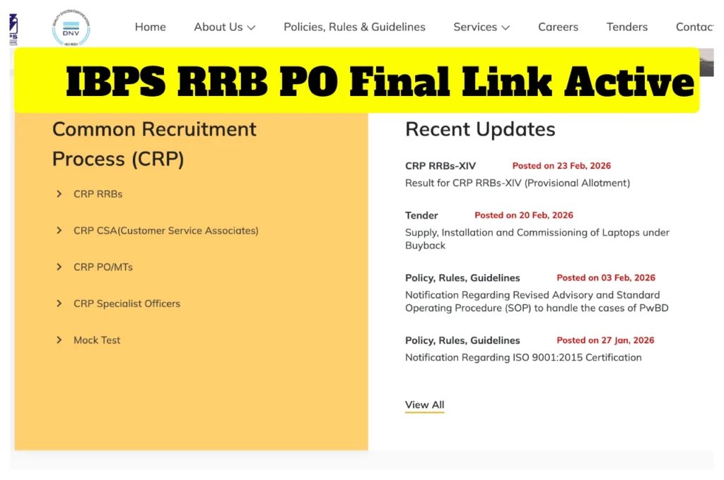 Ibps Rrb Po Final Link Active