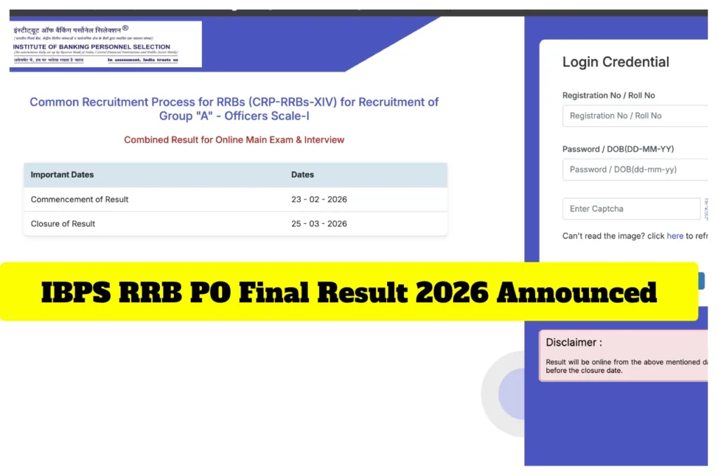 Ibps Rrb Po Final Result 2026 Announced