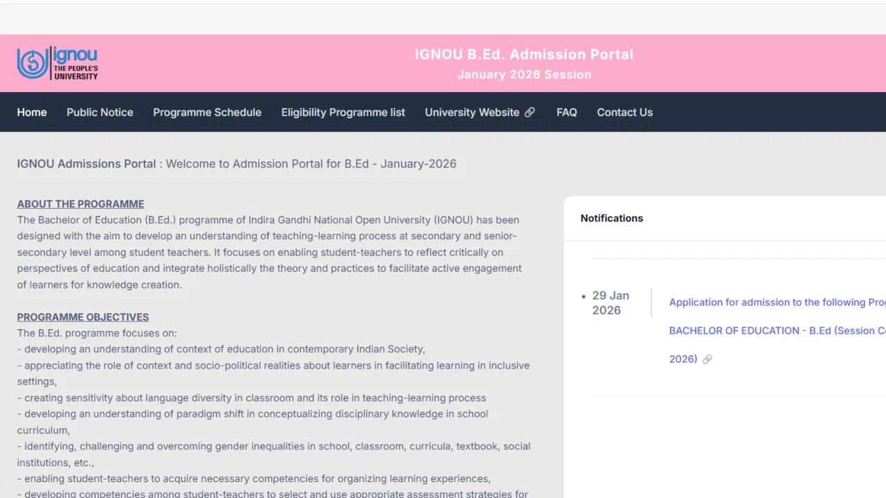 IGNOU BEd Registration 2026