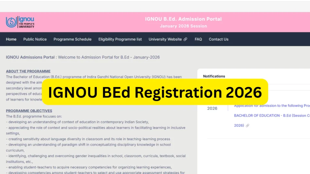 IGNOU BEd Registration 2026