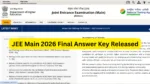 JEE Main 2026 Final Answer Key Released