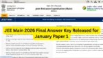 JEE Main 2026 Final Answer Key Released for January Paper 1