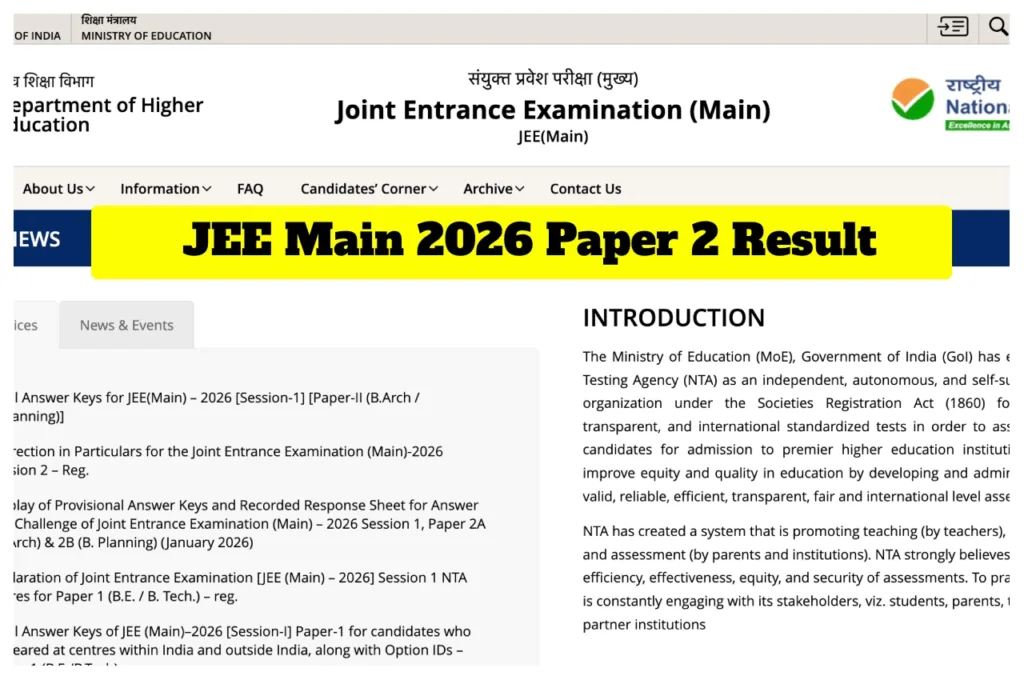 Jee Main 2026 Paper 2 Result