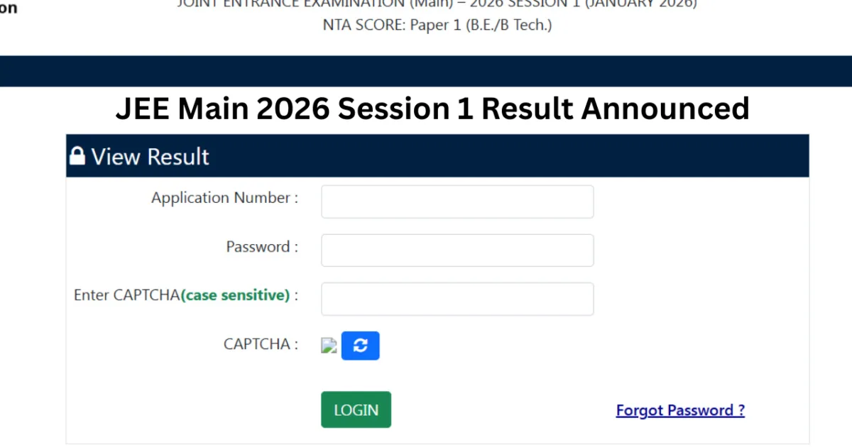 JEE Main 2026 Session 1 Result Announced