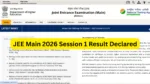 JEE Main 2026 Session 1 Result Declared
