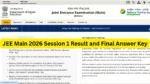 JEE Main 2026 Session 1 Result and Final Answer Key