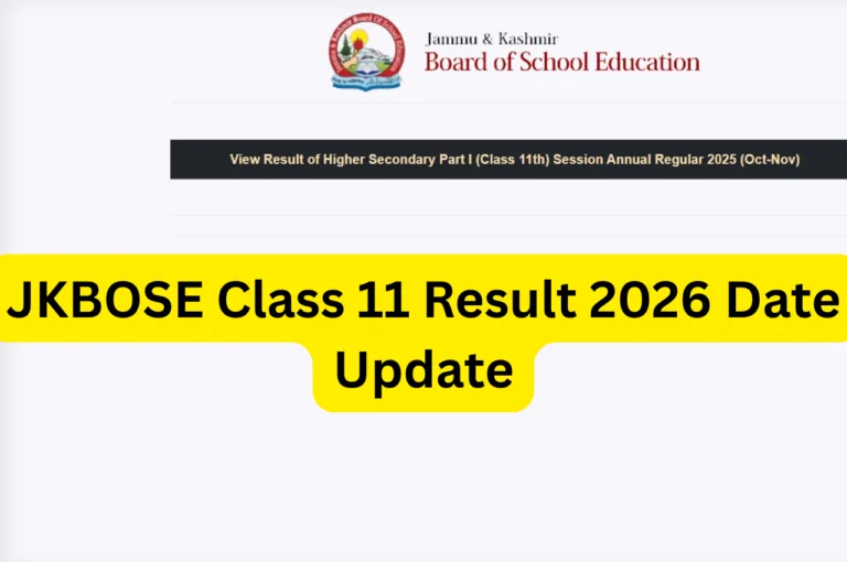 JKBOSE Class 11 Result 2026 Date Update