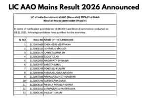 LIC AAO Mains Result 2026 Announced - Direct Link to Download Merit List at licindia.in in Education category