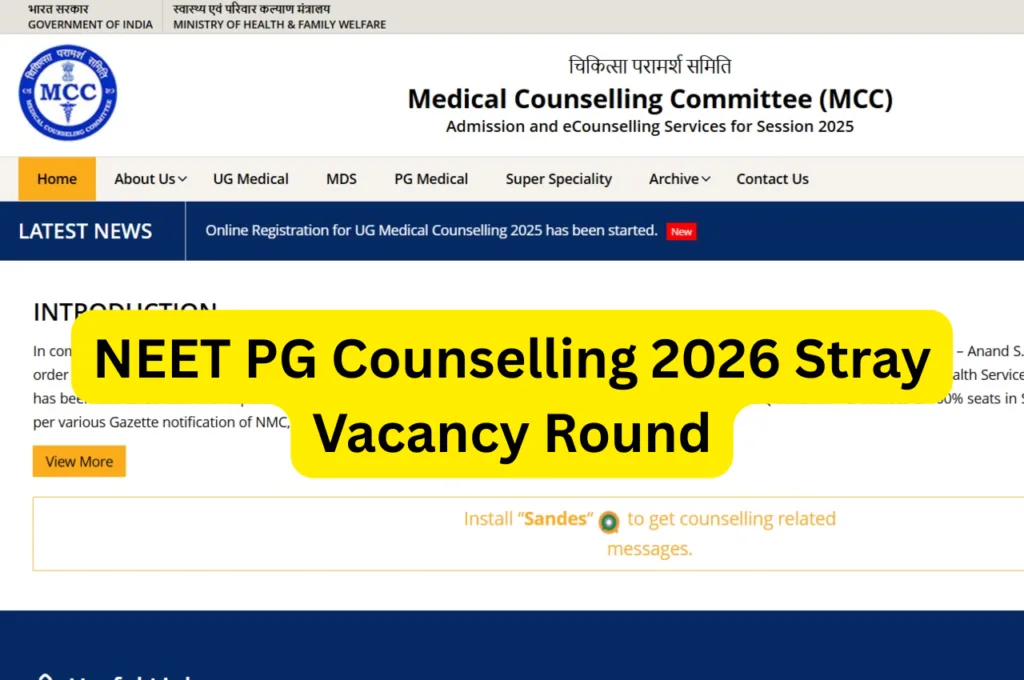 NEET PG Counselling 2026 Stray Vacancy Round