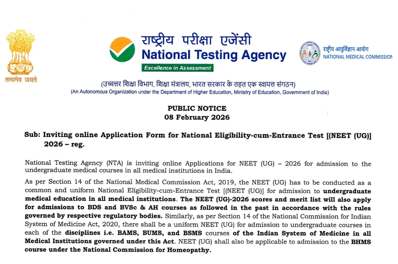 NEET UG 2026 –  Steps to Filling Application Form at neet.nta.nic.in, Check Exam Date and Fee - Times Bull