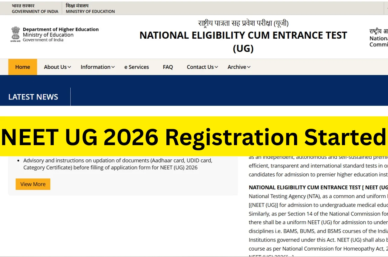 NEET UG 2026 Registration Started
