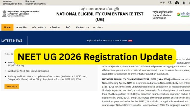 NEET UG 2026 Registration Update