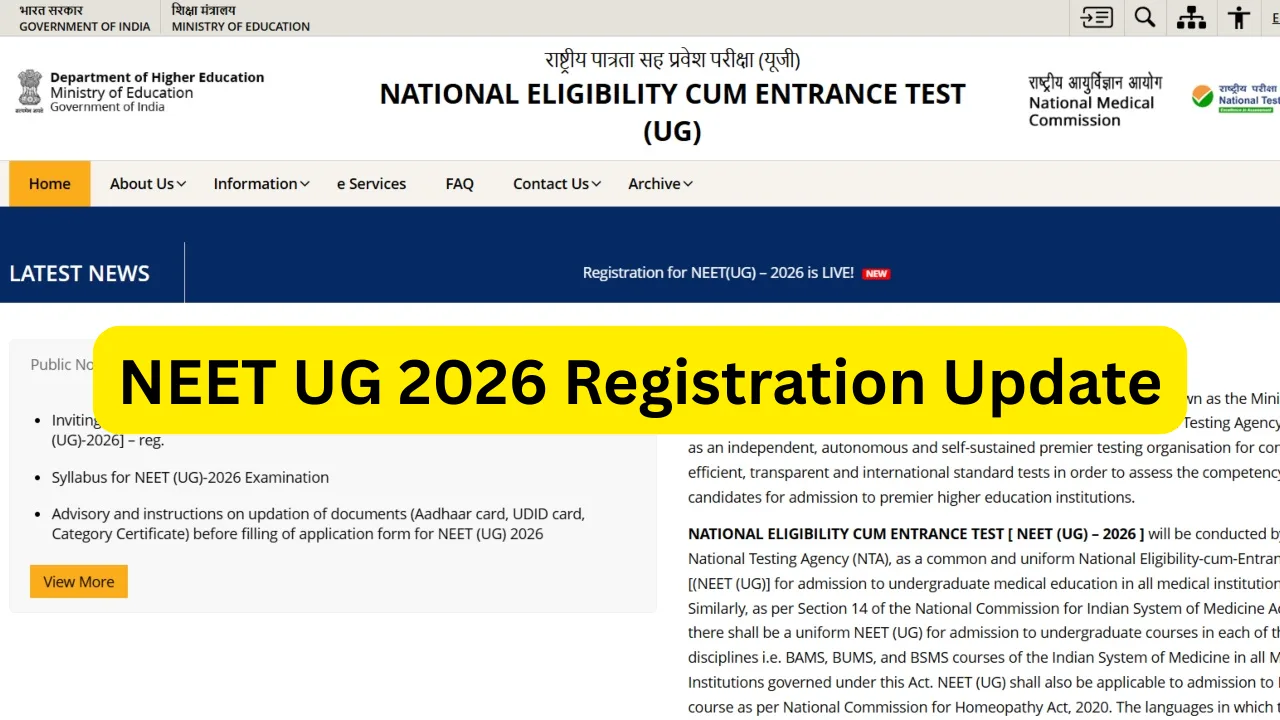 NEET UG 2026 Registration Update – Aadhaar eKYC and Live Photo Capture Now Mandatory