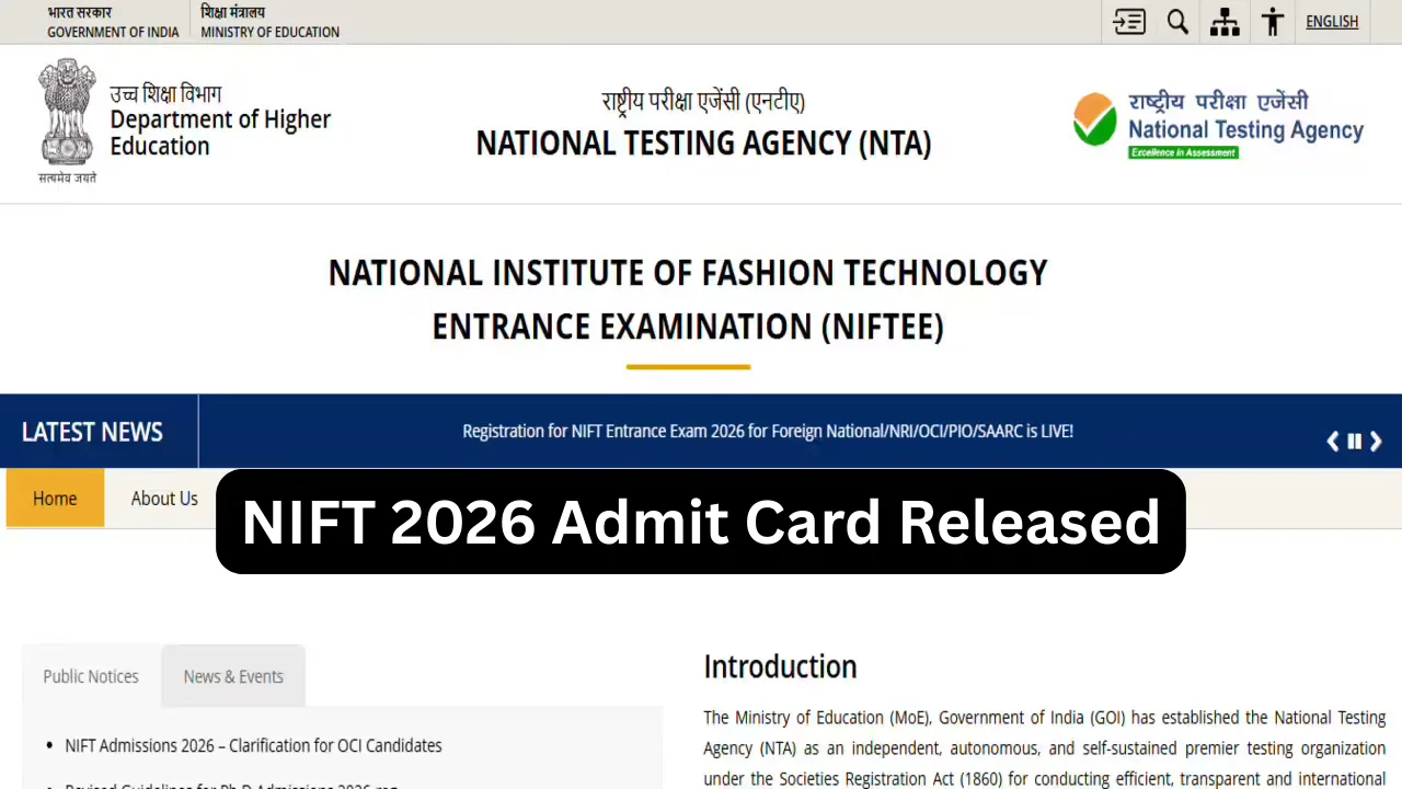 NIFT 2026 Admit Card Released