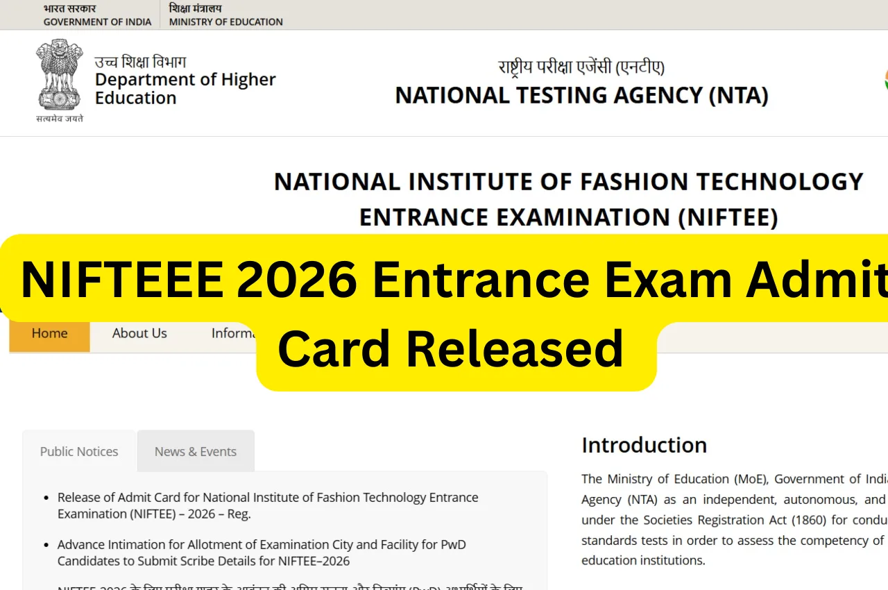 NIFTEEE 2026 Entrance Exam Admit Card Released
