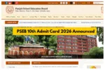 PSEB 10th Admit Card 2026 Announced
