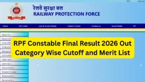 RPF Constable Final Result 2026 Out Category Wise Cutoff and Merit List  - rpf.indianrailways.gov.in in Education category