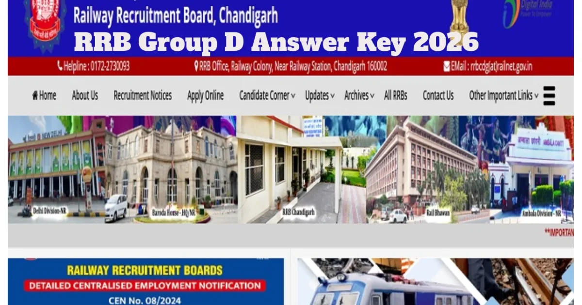 RRB Group D Answer Key 2026 Live at 5 PM? Download Link at rrbcdg.gov.in