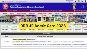 RRB JE Admit Card 2026 - Exam Date Out, Download Hall Ticket at rrbcdg.gov.in in Education category