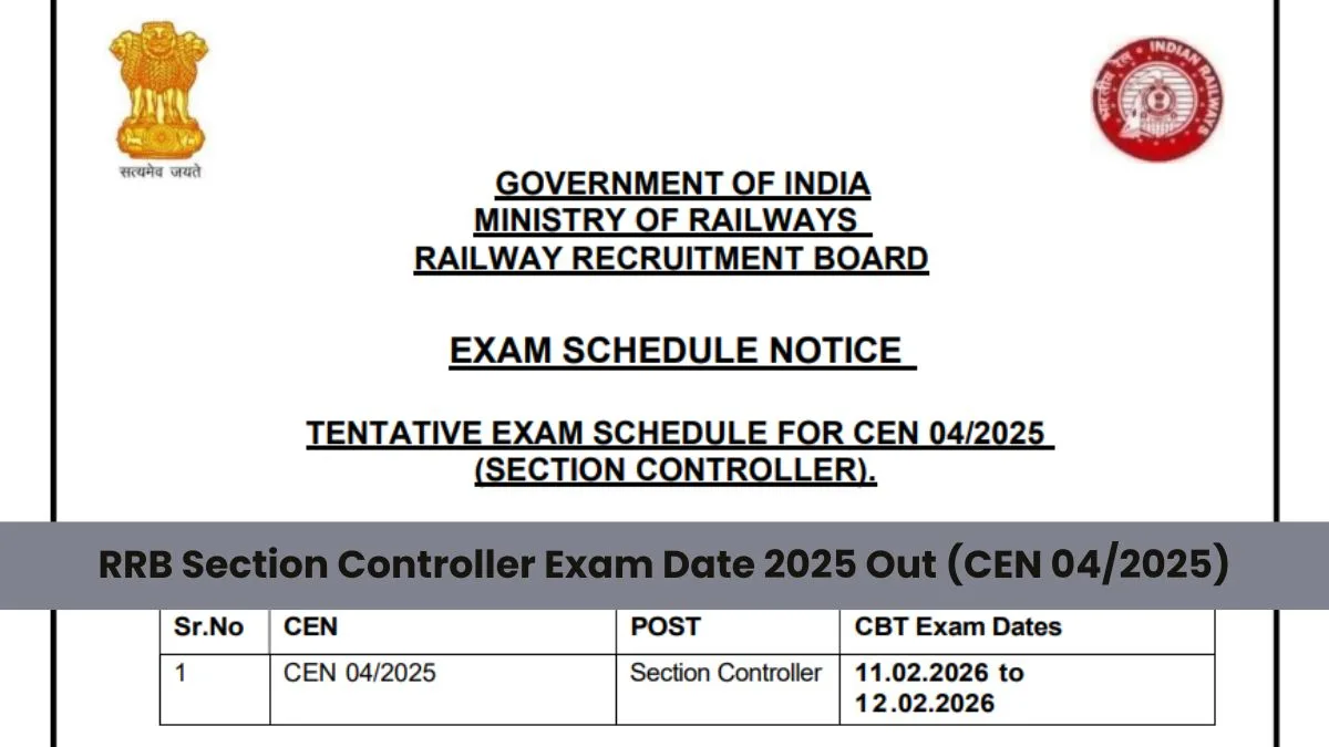 RRB Section Controller Exam Date 2025