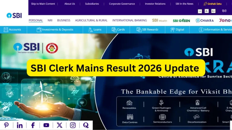 SBI Clerk Mains Result 2026 Update