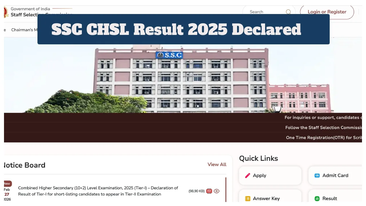 Ssc Chsl Result 2025 Declared