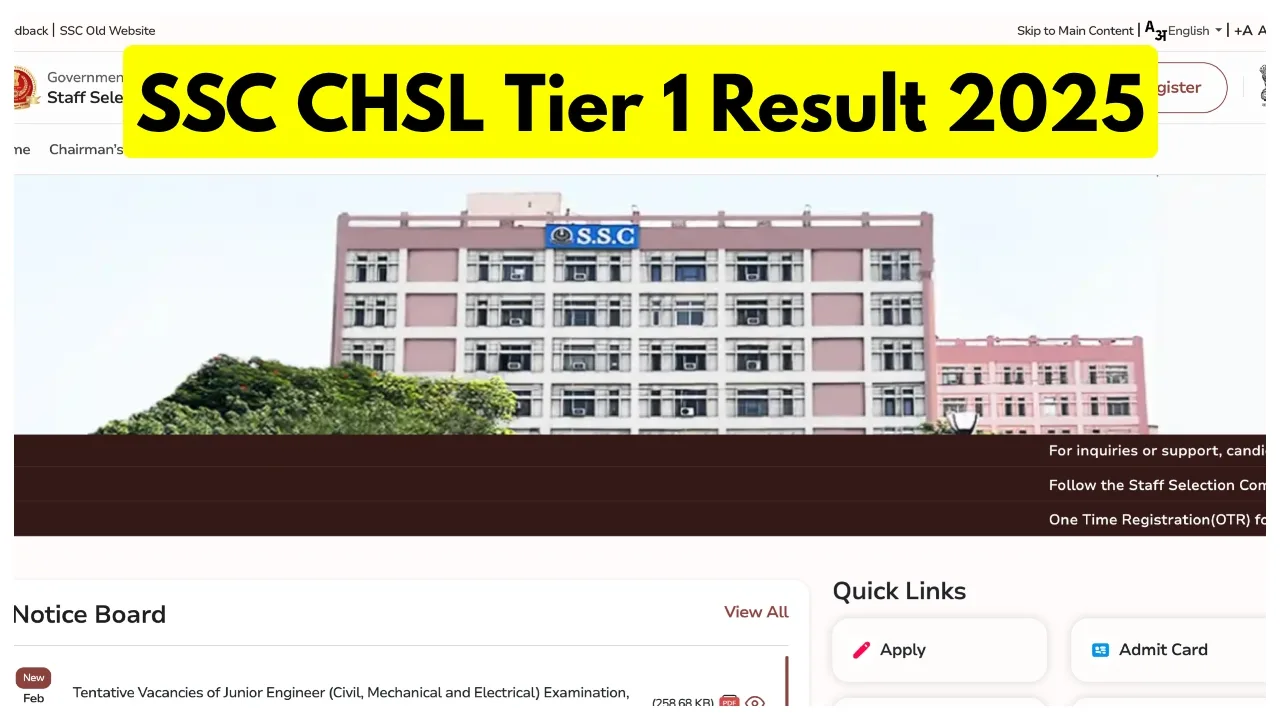 Ssc Chsl Tier 1 Result 2025