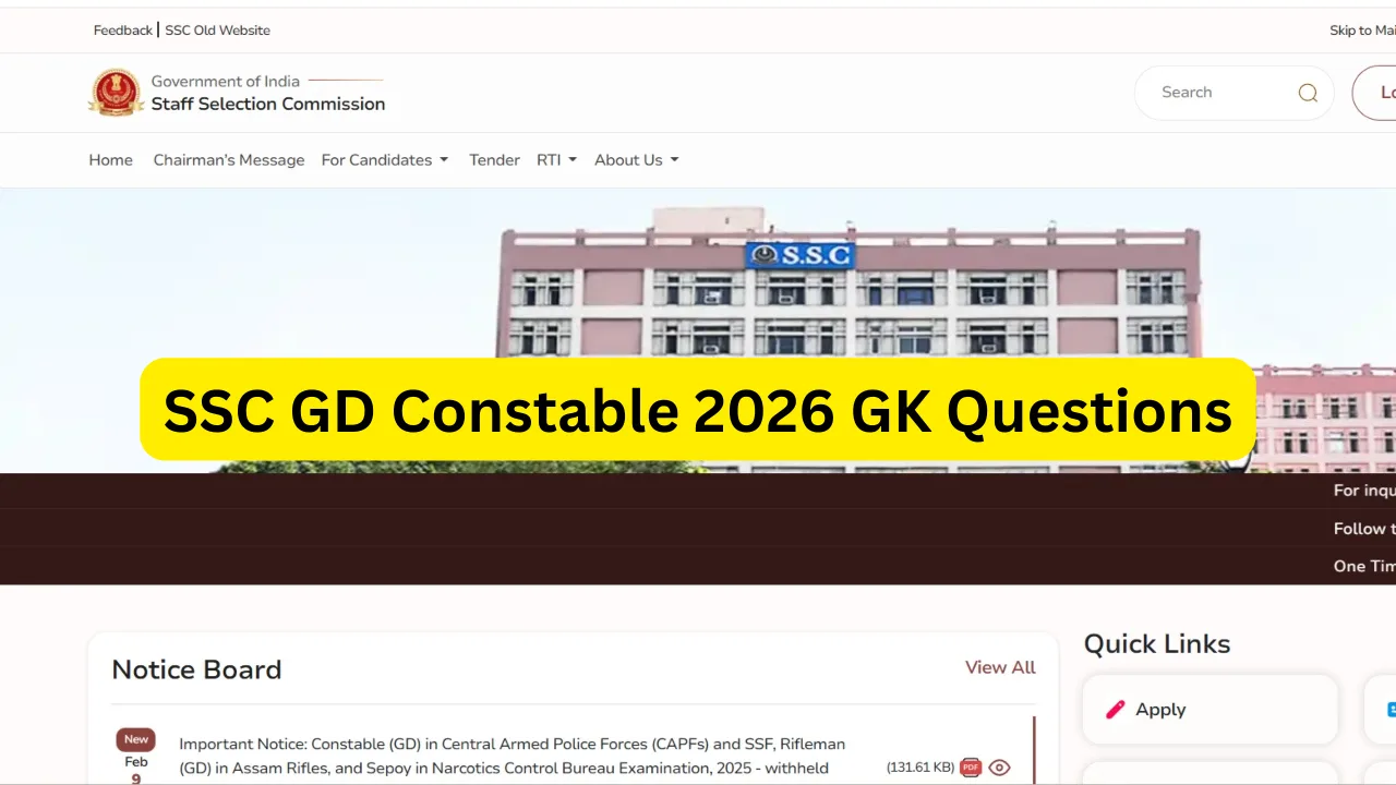 SSC GD Constable 2026 GK Questions