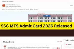 SSC MTS Admit Card 2026 Released – Download MTS and Havaldar Hall Ticket ssc.gov.in