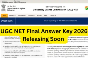 UGC NET Final Answer Key 2026 Releasing Soon – Download PDF ugcnet.nta.nic.in