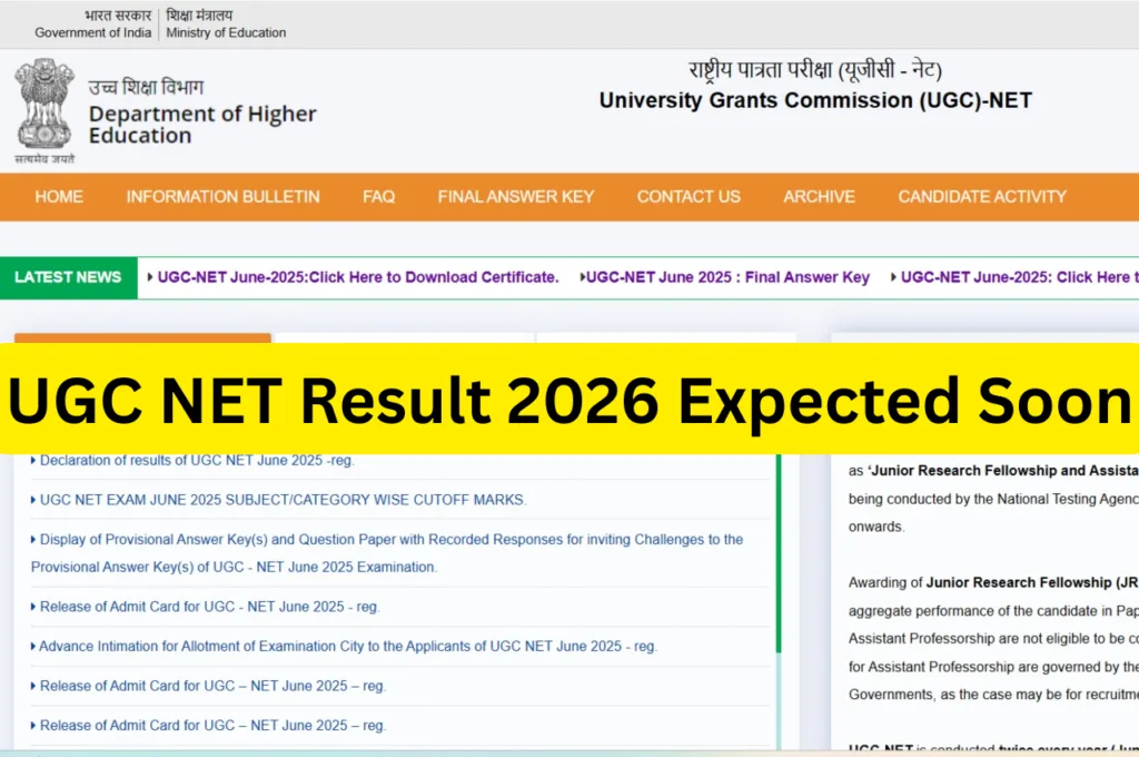 UGC NET Result 2026 Expected Soon – Assistant Professor JRF Scorecard Download ugcnet.nta.nic.