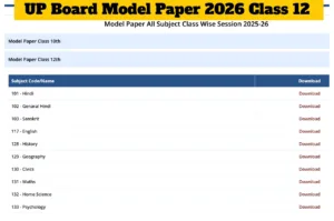 UP Board 12th Model Paper 2026 - Download Subject-Wise PDFs at upmsp.edu.in in Education category