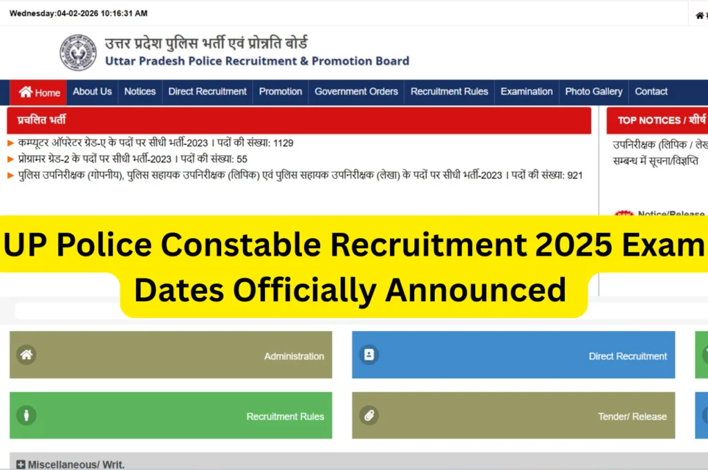 UP Police Constable Recruitment 2025 Exam Dates Officially Announced : Full Schedule on uppbpb.gov.in