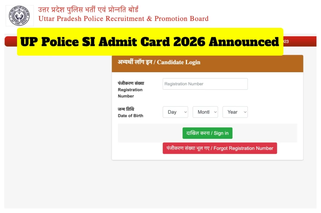 Up Police Si Admit Card 2026 Announced