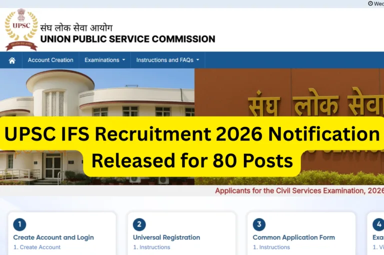 UPSC IFS Recruitment 2026 Notification Released for 80 Posts