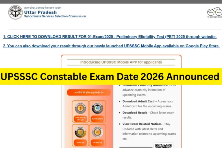 UPSSSC Constable Exam Date 2026 Announced