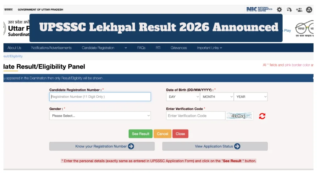UPSSSC Lekhpal Result 2026 Announced – Direct Link to Download Scorecard and Cut-off PDF at upsssc.gov.in