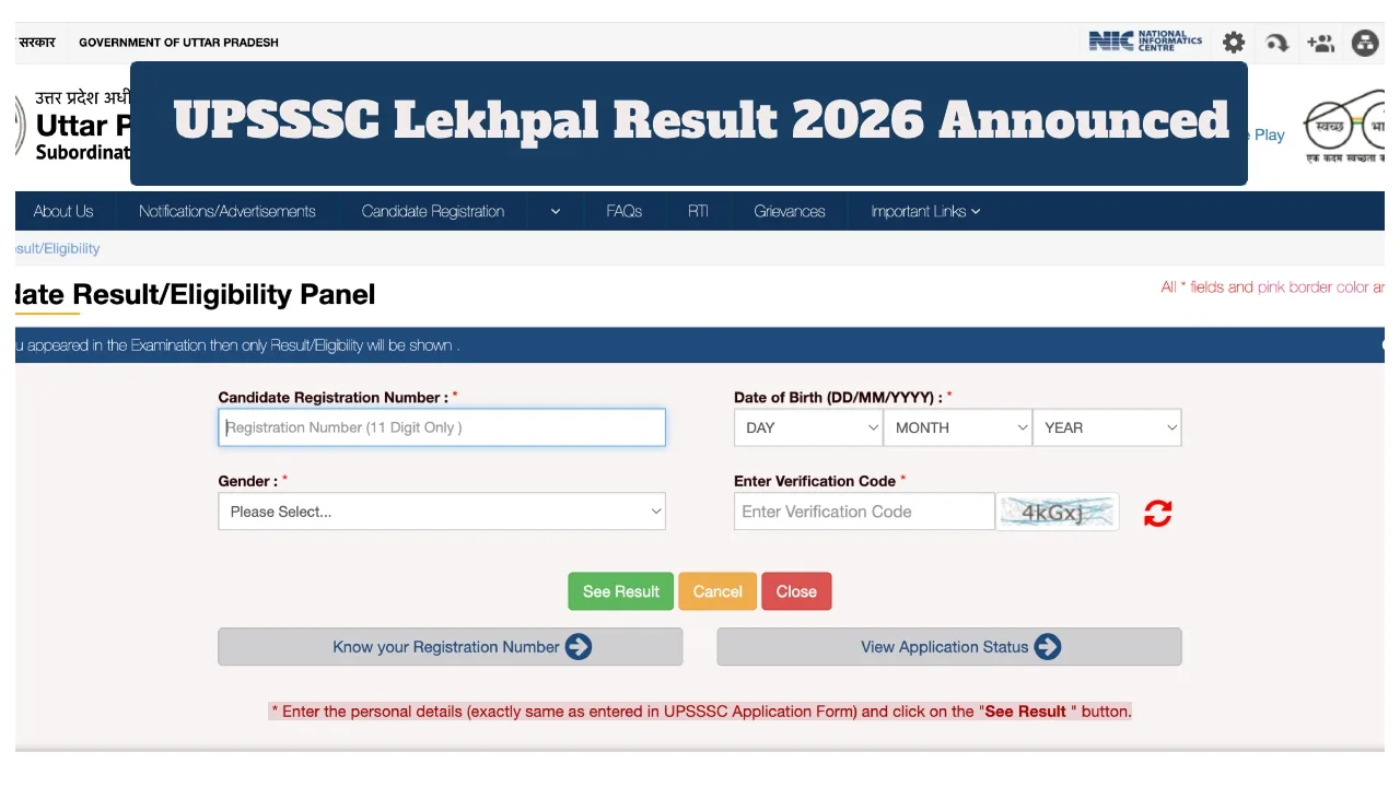Upsssc Lekhpal Result 2026 Announced