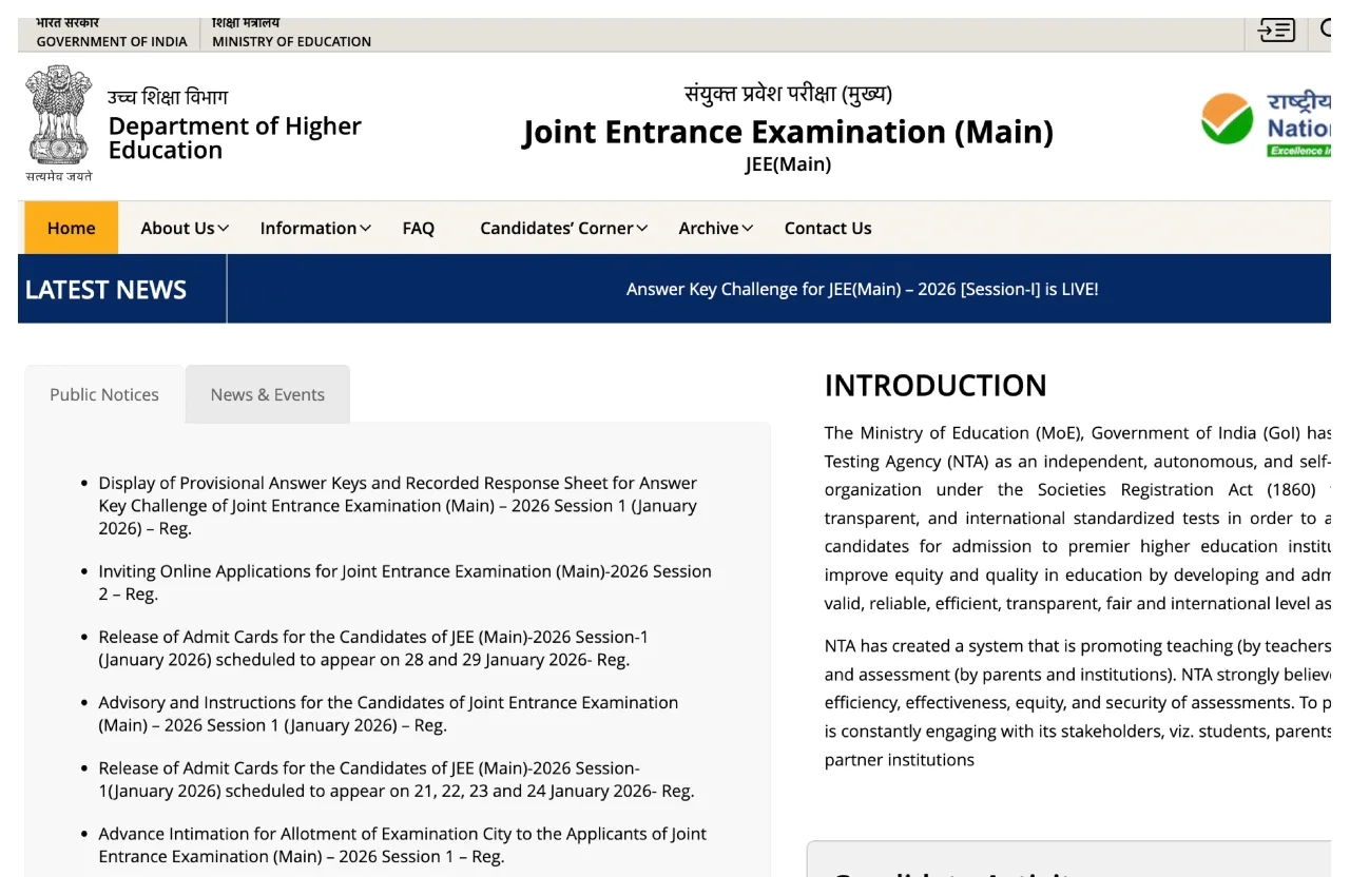 JEE Main Result 2026 Update – How to Download Scorecard at jeemain.nta.nic.in - Times Bull