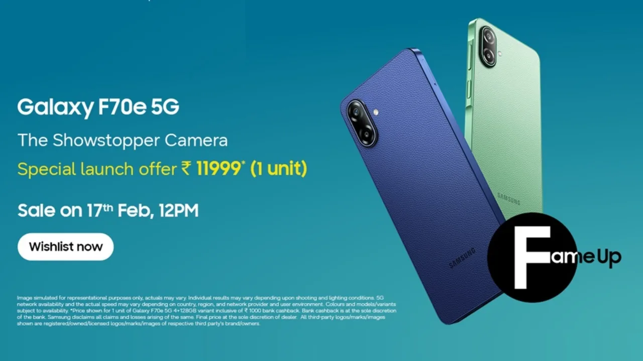 Samsung Galaxy F70e 5G With Dual camera Launched for Rs 12999; Sale Begins On 17th Feb - Times Bull
