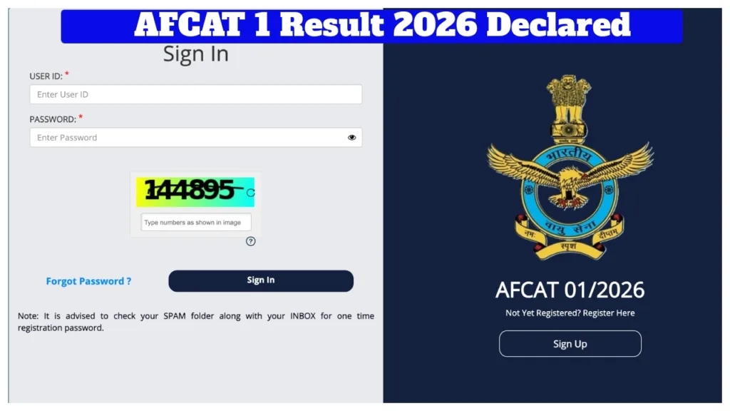 AFCAT 1 Result 2026 Declared – Direct Link to Download IAF Scorecard at afcat.cdac.in